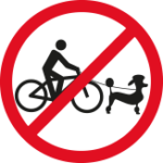 Icône représentant une interdiction d'amener son chien lors de randonnée en vélo