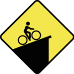 Icon showing a cyclist climbing a slope that stops abruptly